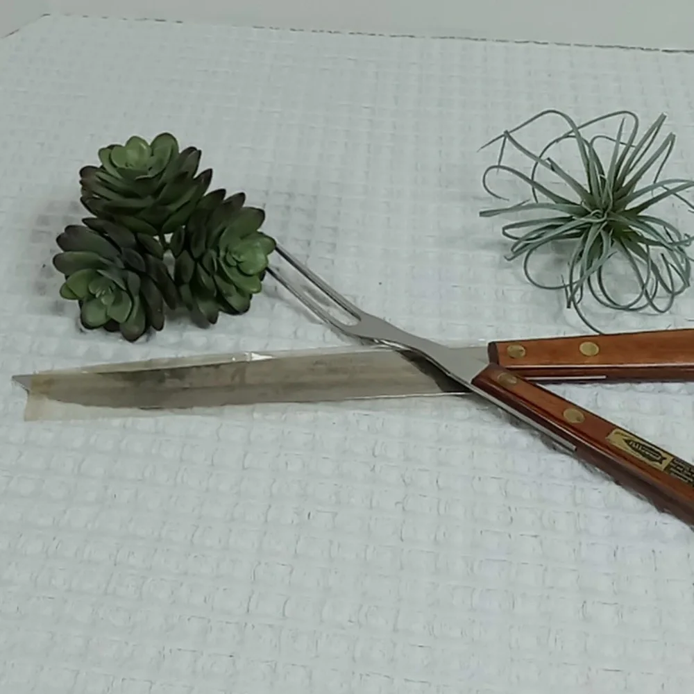 MCM Valley Forge Stainless Steel Pakkawood Handle Carving Knife and Fork Set